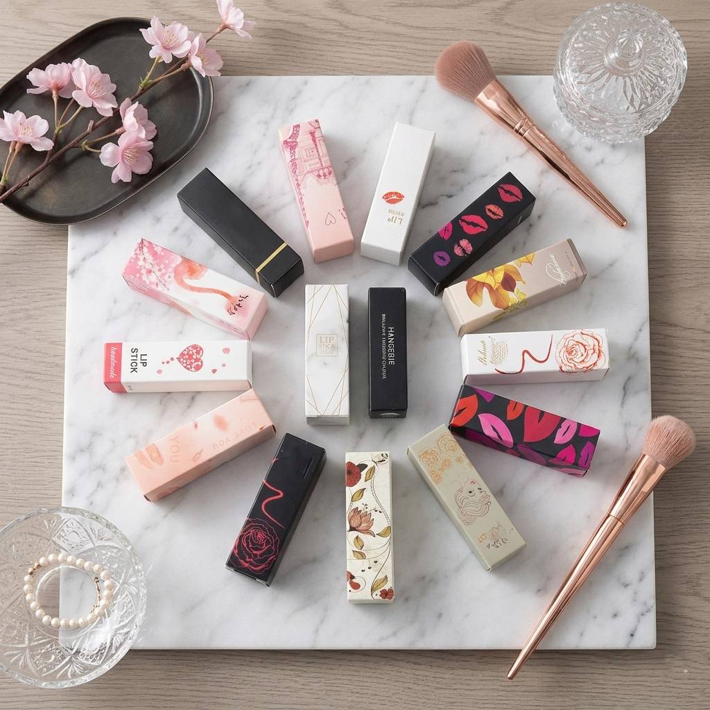 Wholesale Artistic Lipstick Cosmetic Boxes with Unique Rose & Flamingo Designs
