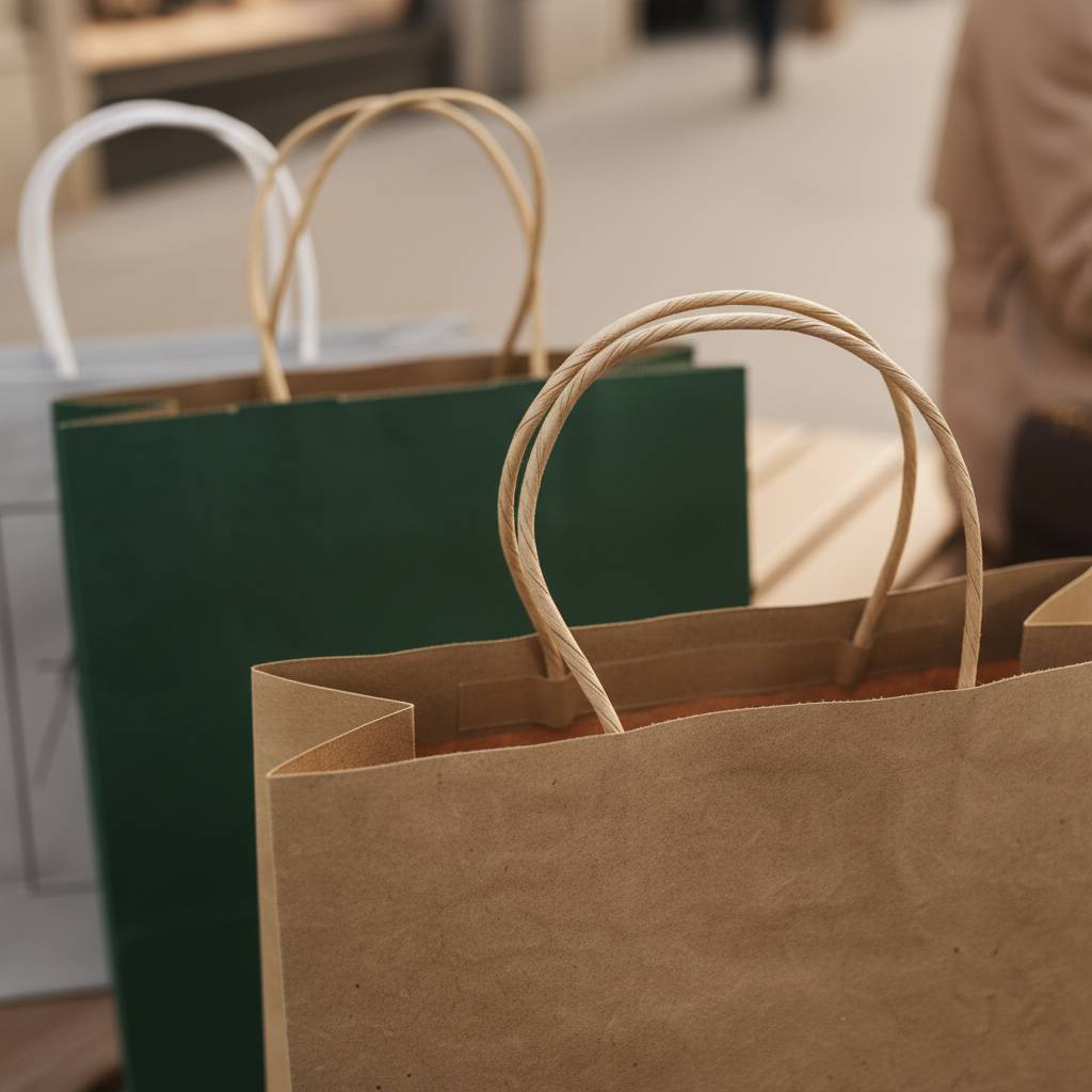 Custom Printed Kraft Paper Bag with Handles Custom Printed Kraft Paper Bag with Handles
