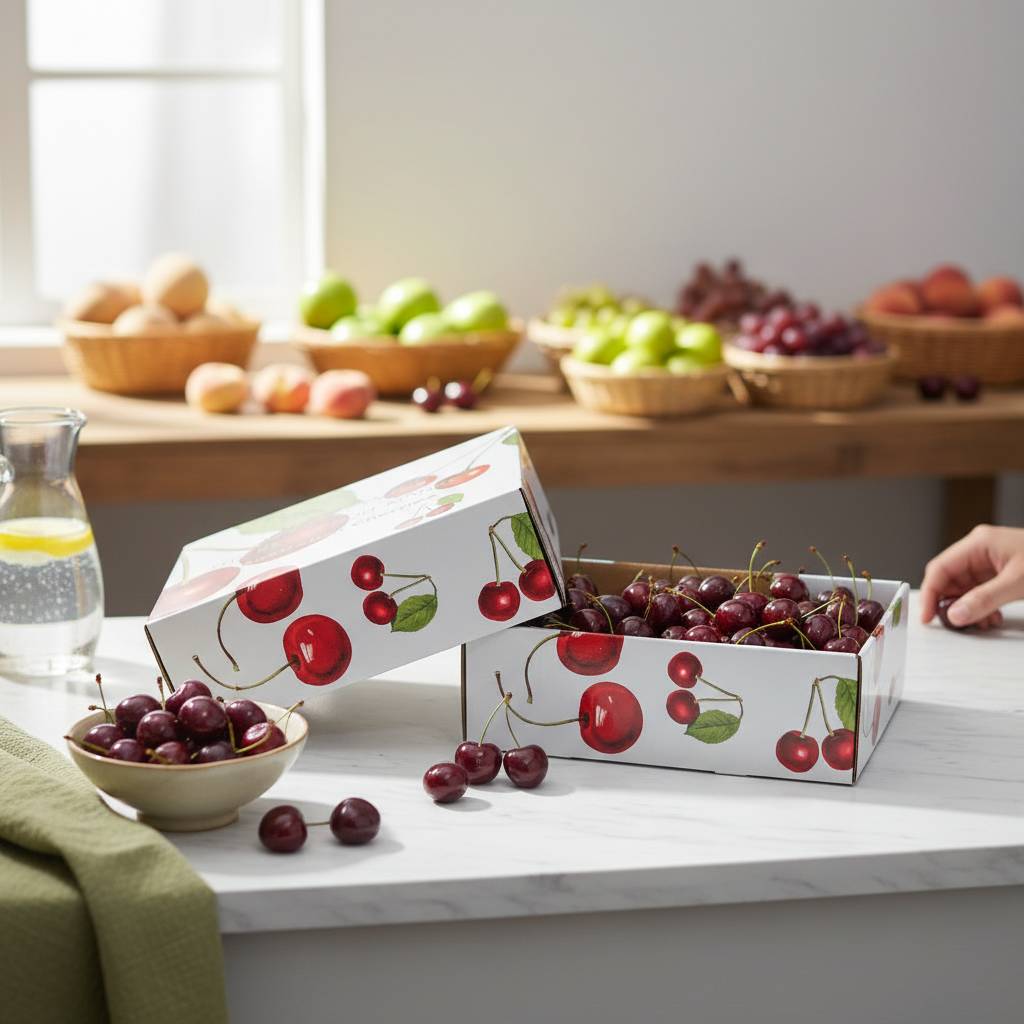 Wholesale Custom Corrugated Fruit Carton Boxes for Cherry Packaging
