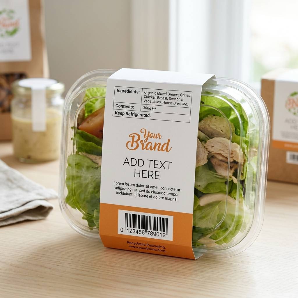 Eco Friendly Cardboard Paper Sleeve For Salad Bowl Branding