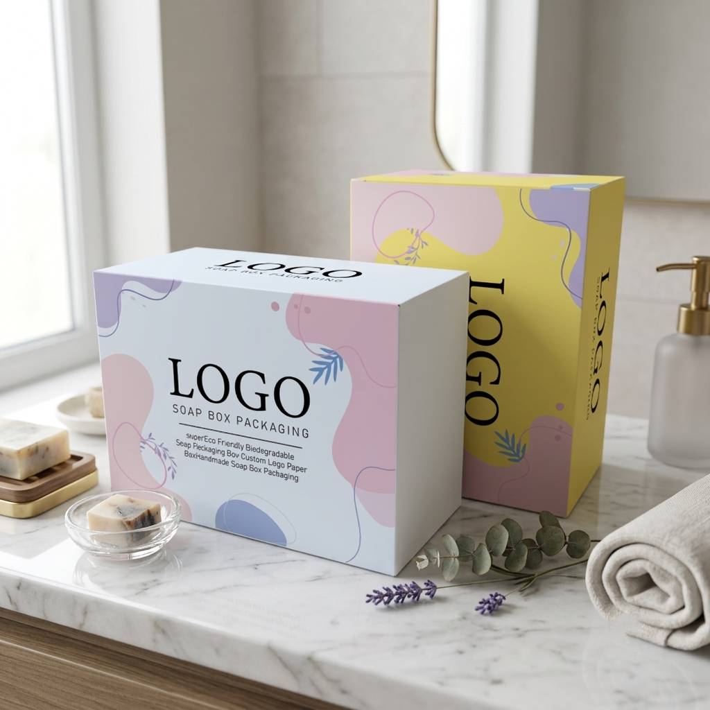 Custom Designed Pastel Soap Box Packaging With Logo Print