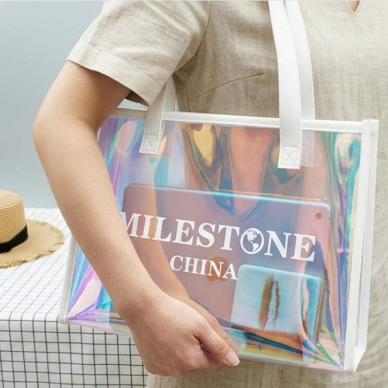 Logo Print Advertise Bag PVC Holographic Hologram Bags For Exhibition