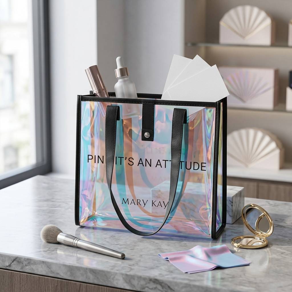 Trendy Holographic Shopping Bags With Chic Black Edge Detail