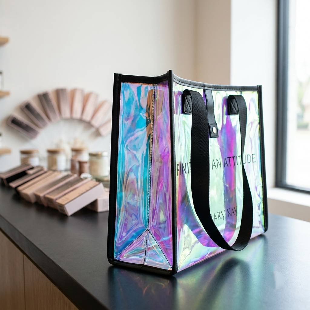 Logo Print Hologram PVC Holographic Packaging Holographic Tote Gift Bag
