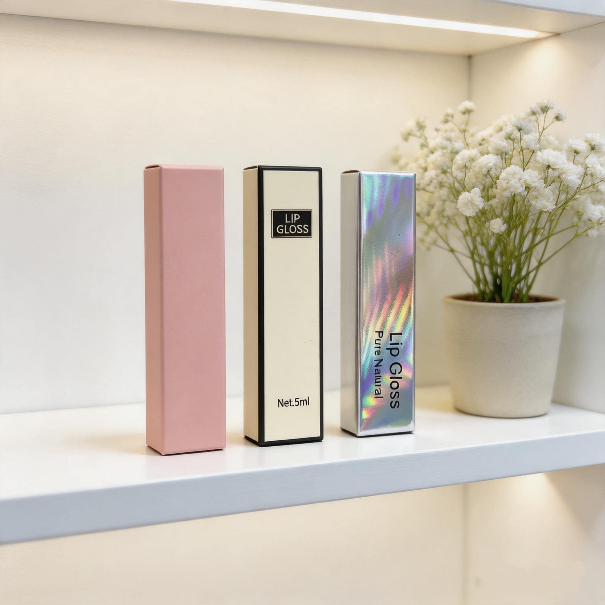 Luxury Matte Pink Cosmetic Paper Boxes For Lip Gloss
