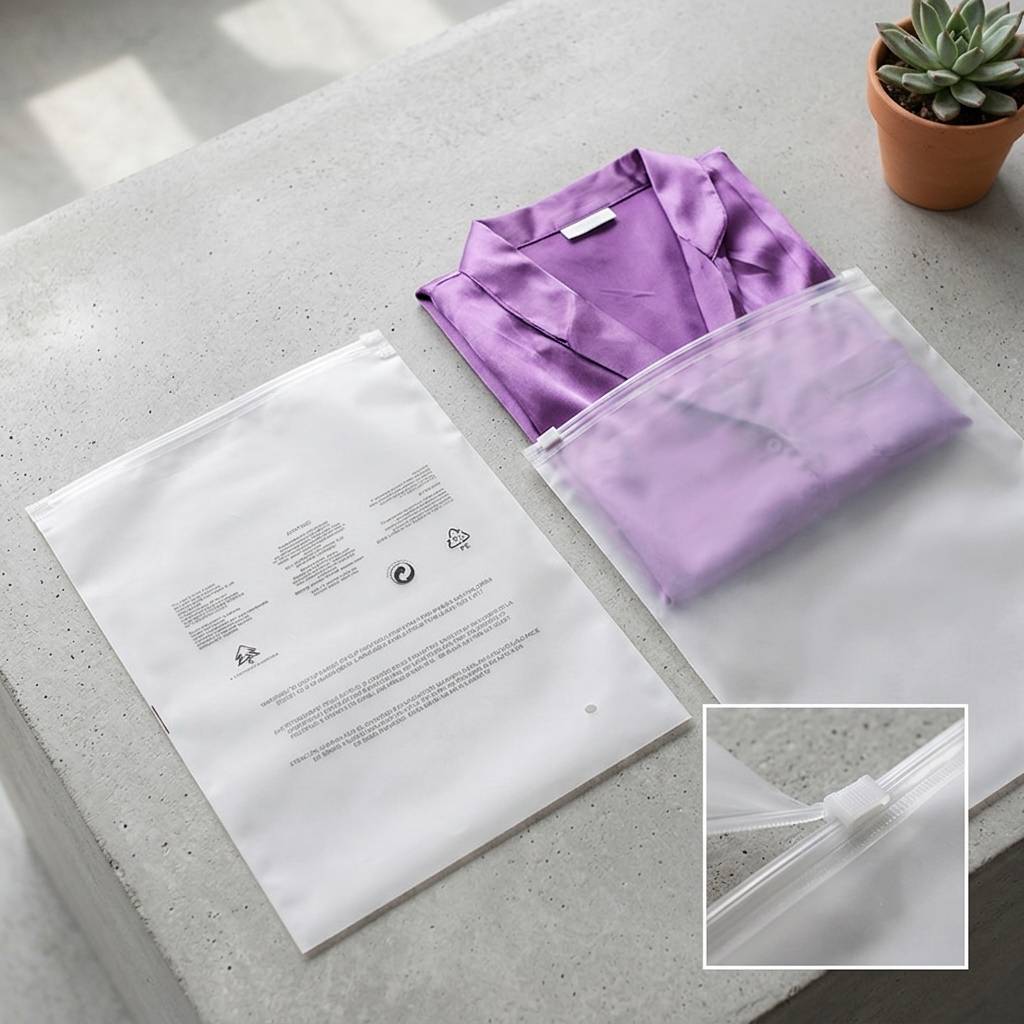 Custom Printed Transparent Frosted Zip Lock Bag for Clothing Packaging Custom Printed Transparent Frosted Zip Lock Bag for Clothing Packaging