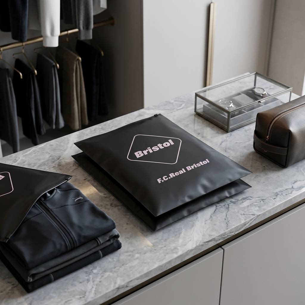 Personalized Custom Logo Clothing Printing Resealable Black Zipper Plastic Bag