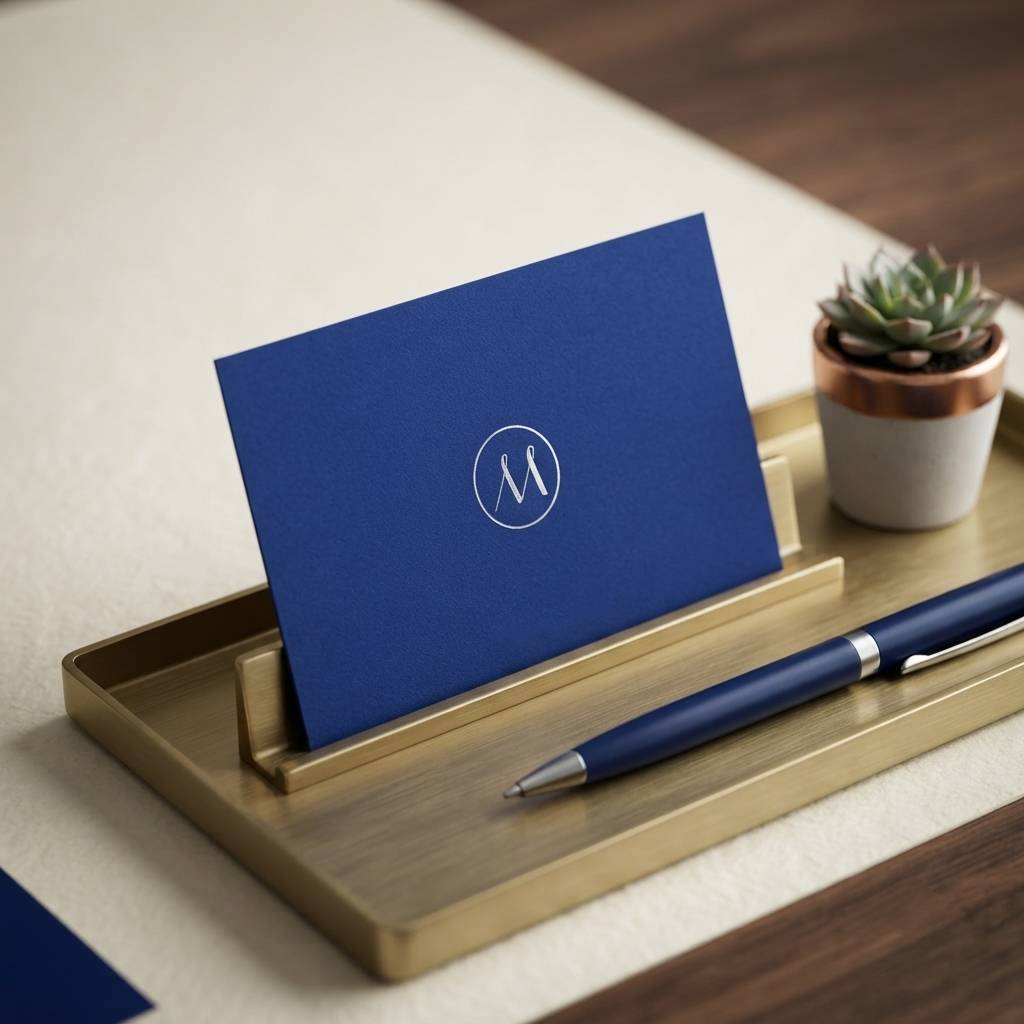 Premium Matte Blue Paper Insert Cards with Custom Logo