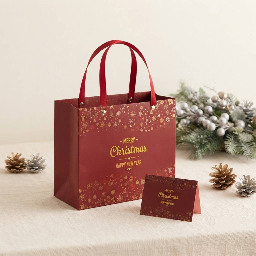 Bulk Premium Cardboard Paper Bags Christmas Gift Packaging Bag For Brand Promotion