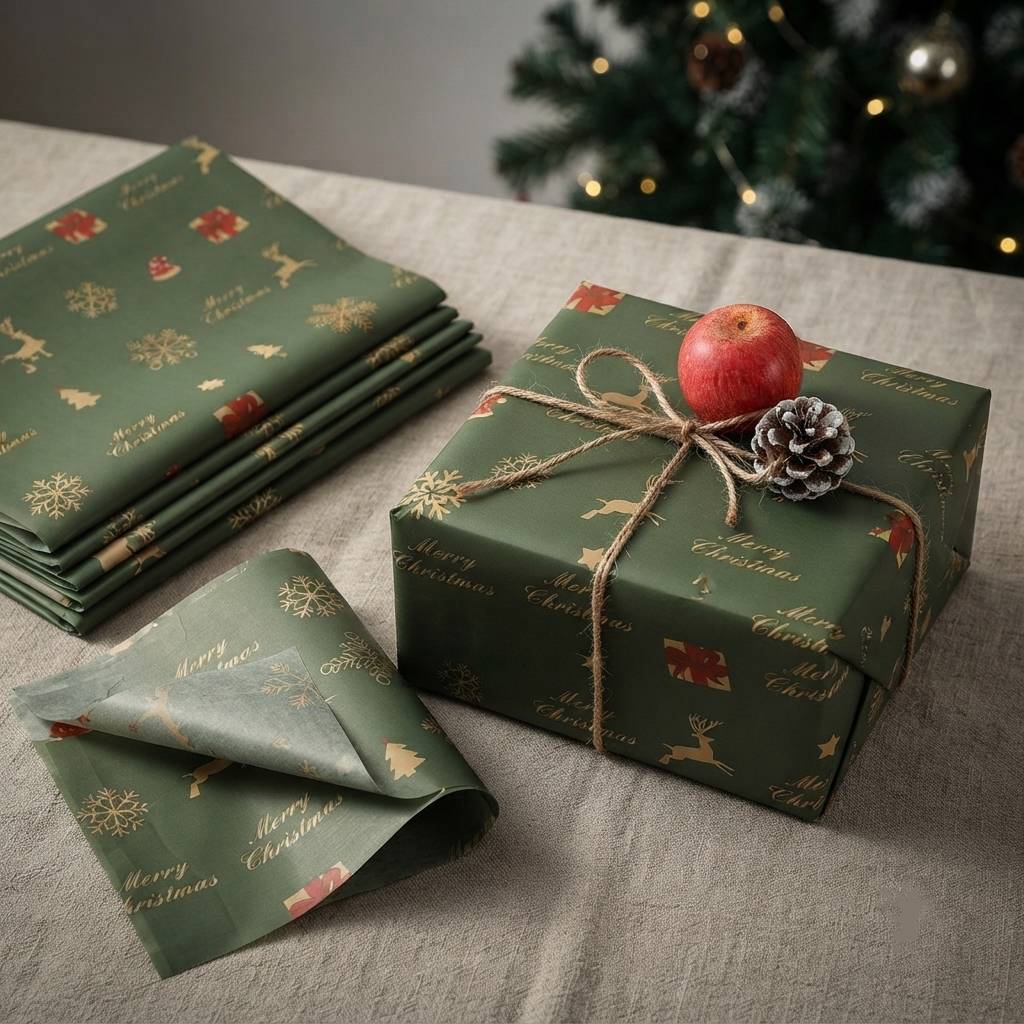 Personalised Eco Friendly Tissue Paper Christmas Celebration Packing Paper with Hot Stamping