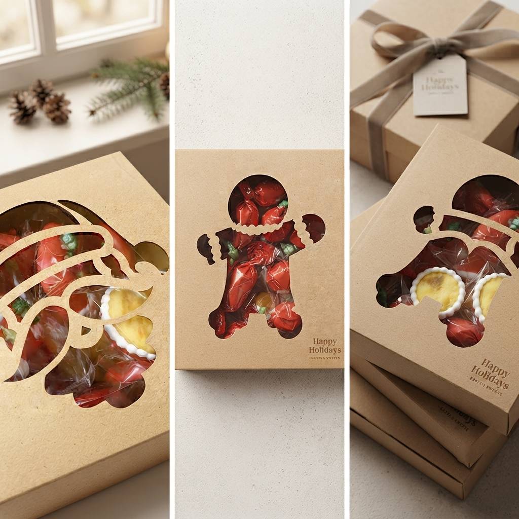 Eco Friendly Kraft Holiday Gift Boxes Christmas Packaging Paper Box For Boutique Retail