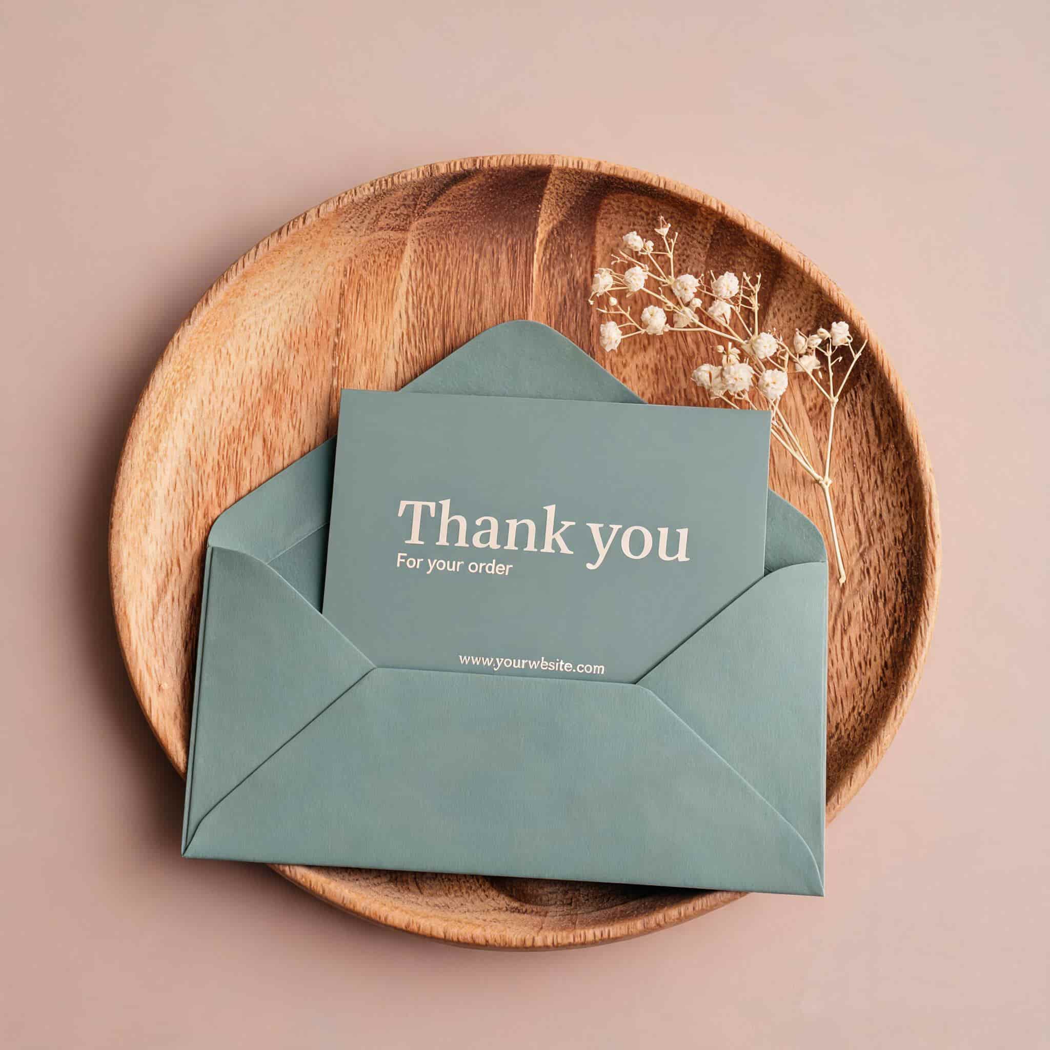 Custom Eco Friendly Postcards Thank You Cards Matching Envelopes Available for Small Businesses