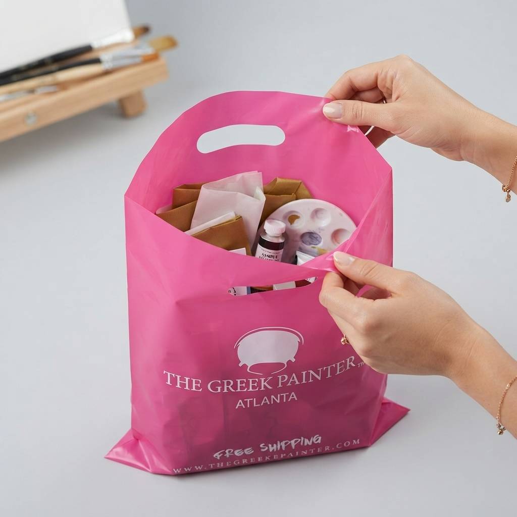 Durable Packaging Bag Pink Plastic Shopping Bags With Custom Branding