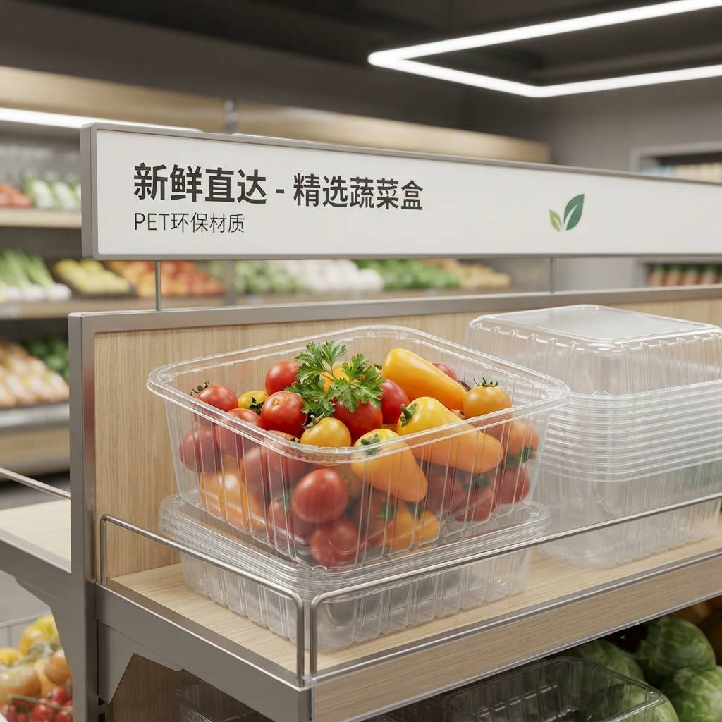 Custom Clear PET Plastic Packaging Box For Fresh Vegetables And Fruits