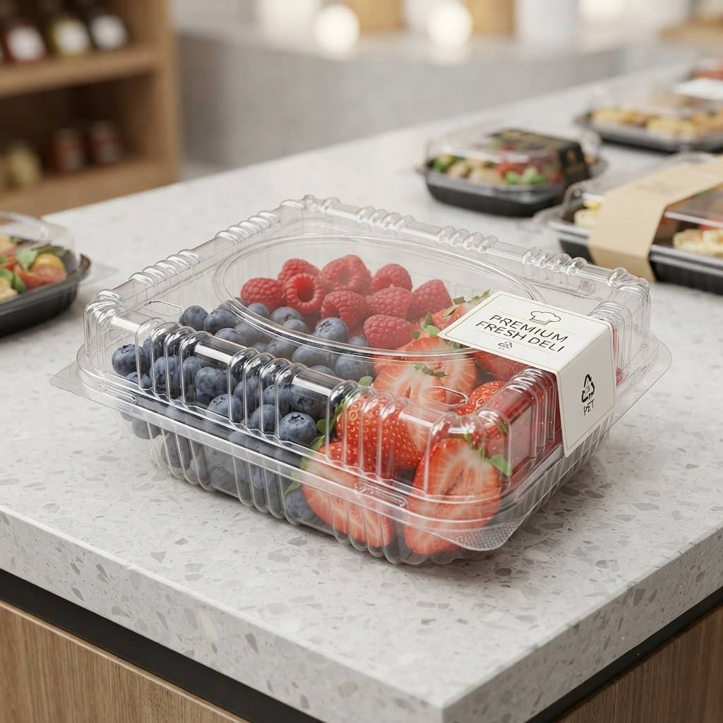 Custom Clear PET Plastic Apple Packaging Box For Supermarket Display