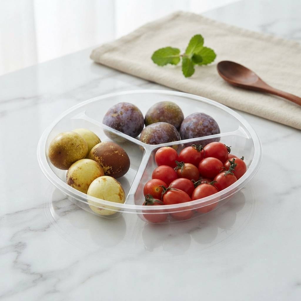 Custom Clear PET Plastic Divided Fruit Tray For Party Platter Display