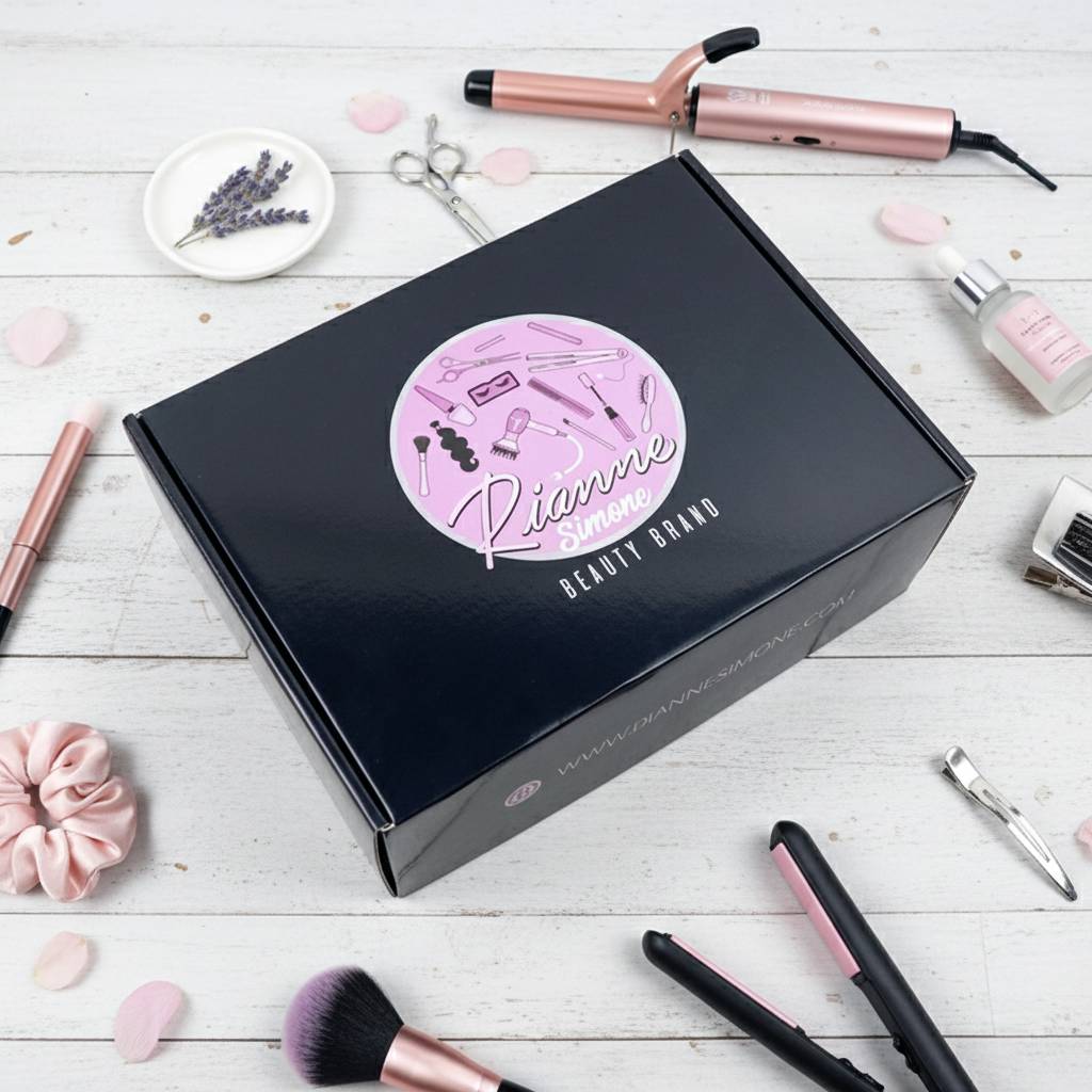Personalized Black Corrugated Box With Custom Circular Beauty Label