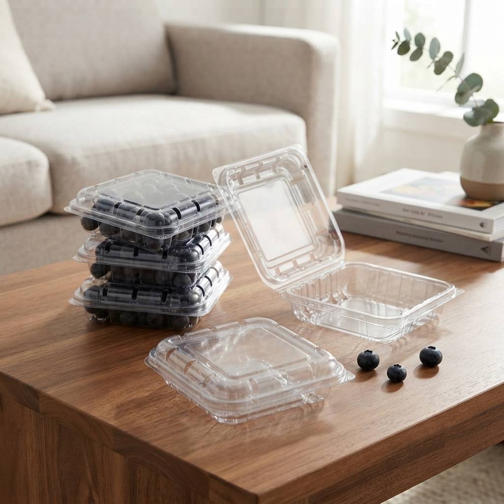 Personalized Clear Plastic Clamshell Container For Orchard Fresh Berries Personalized Clear Plastic Clamshell Container For Orchard Fresh Berries