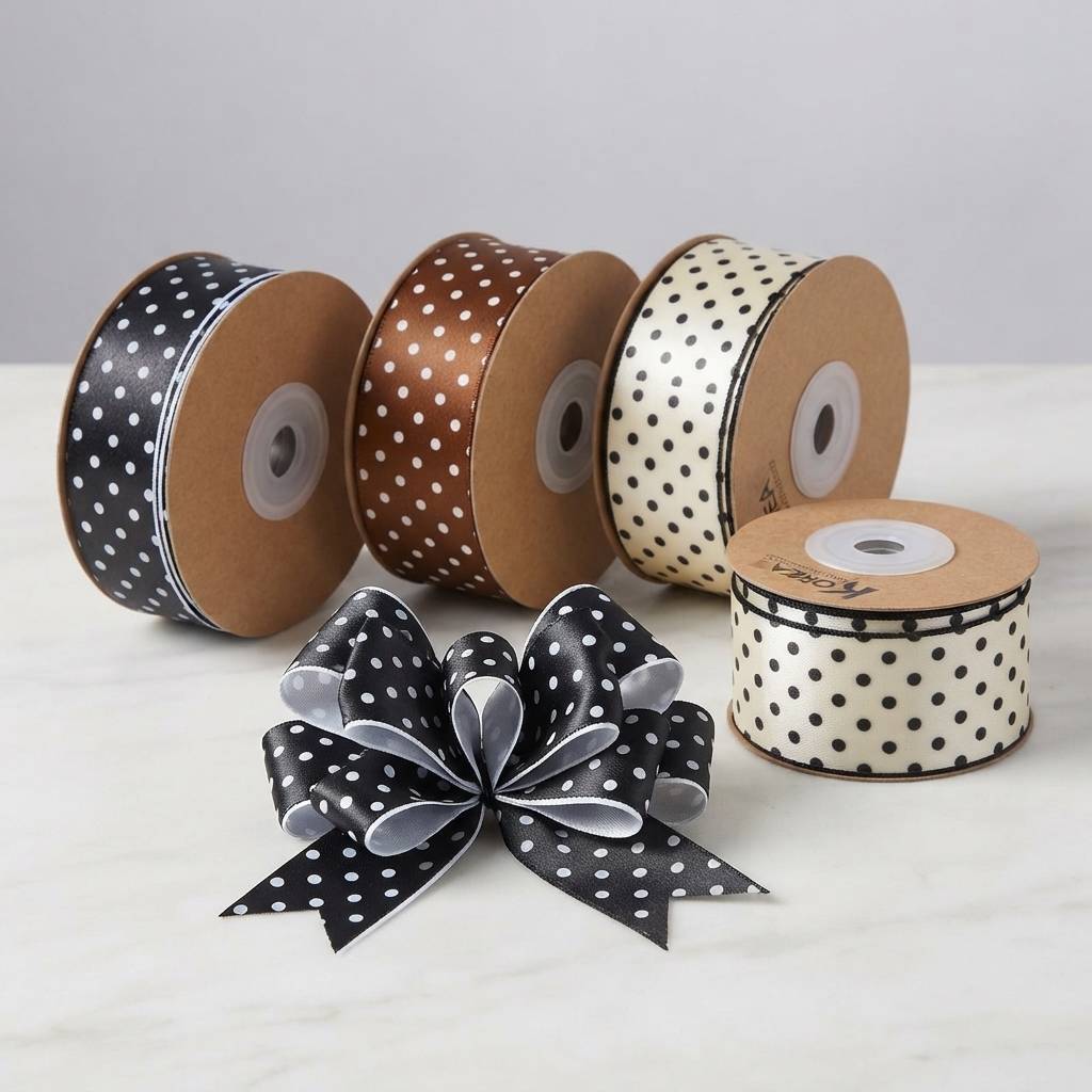Custom Polka Dot Satin Ribbons For Elegant Gift Wrapping