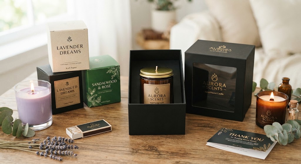Eco-Friendly Paper Packaging Box With Brand Design For Candle Jars